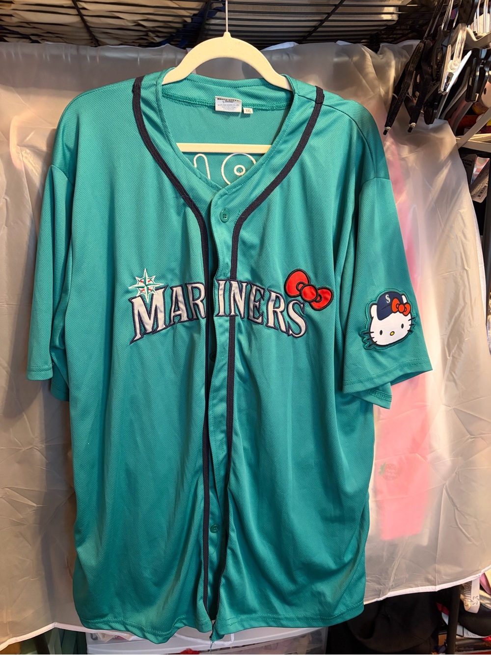 Seattle Mariners x Hello Kitty Teal Baseball Jersey